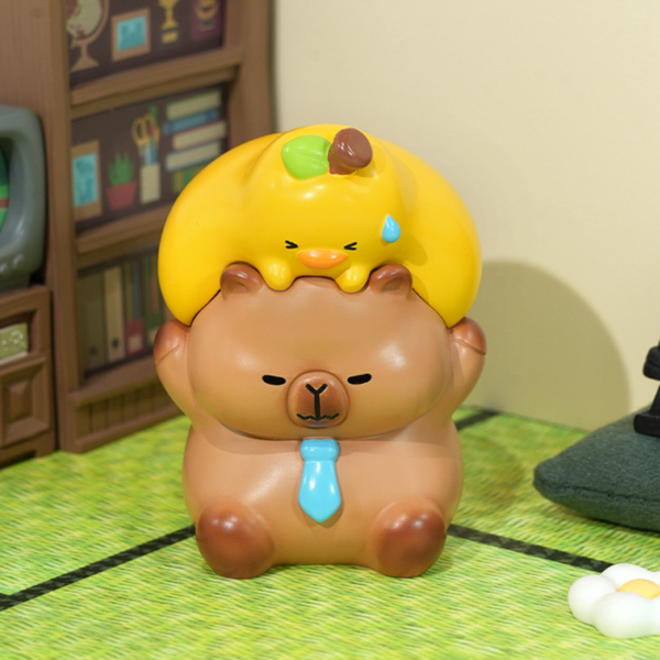 創意打工人卡皮巴拉擺件｜桌面療癒小物｜上班族可愛裝飾公仔禮物