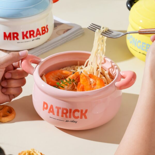 大容量陶瓷含蓋泡麵碗 海綿寶寶| 蟹老闆| 派大星